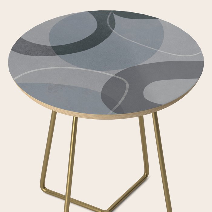 Mid Century Shapes And Outline Grey Teal Side Table Gallery Image 2