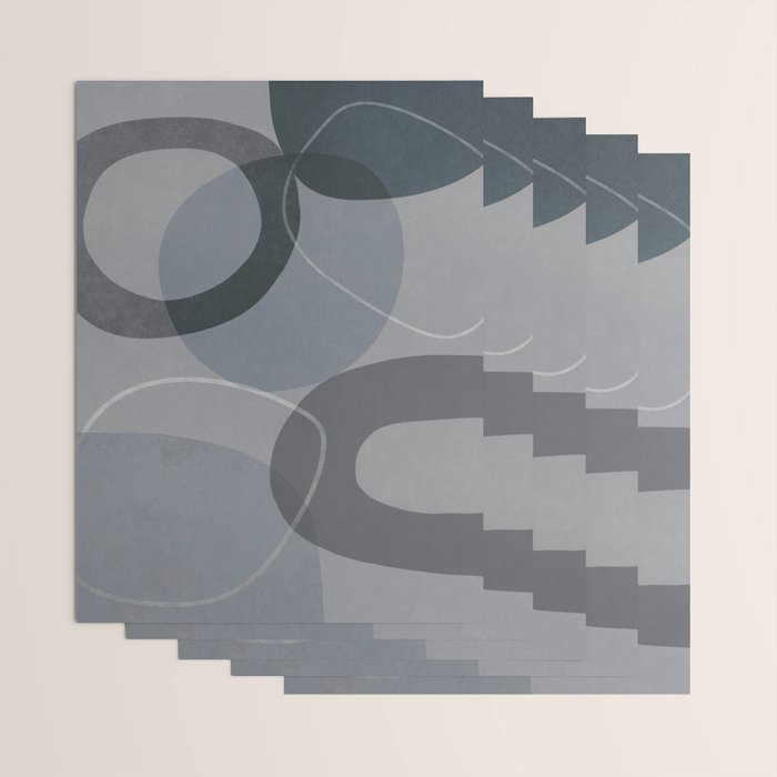 Mid Century Shapes And Outline Grey Teal Wrapping Paper Gallery Image 3