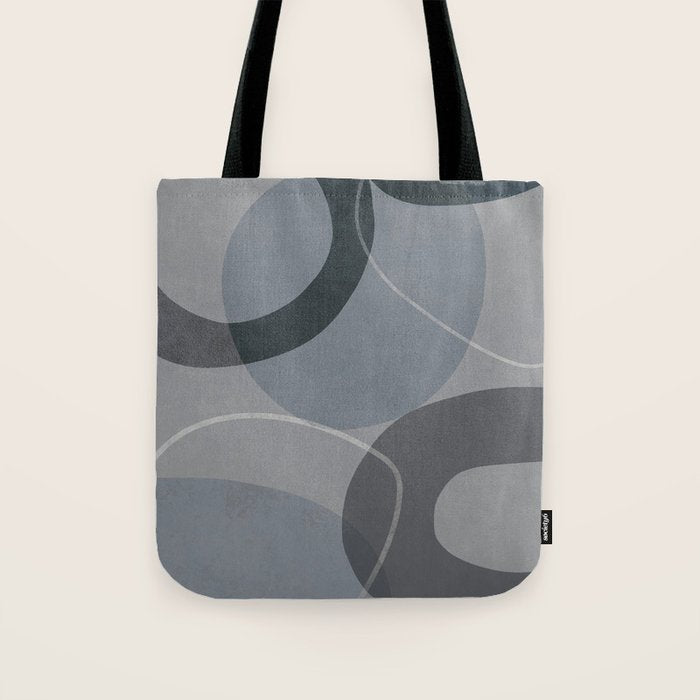 Mid Century Shapes And Outline Grey Teal Tote Bag Gallery Image 1