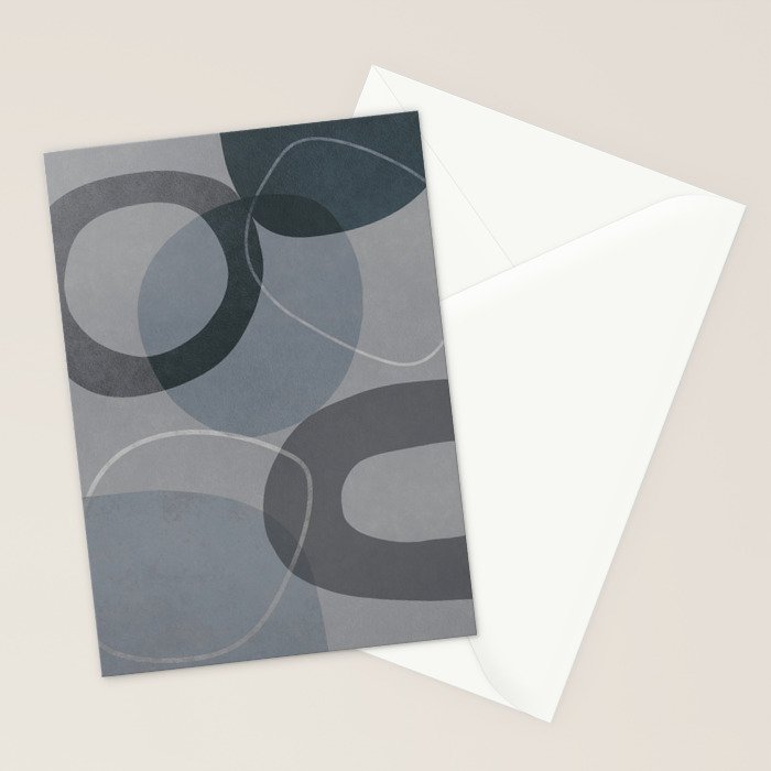 Mid Century Shapes And Outline Grey Teal Stationery Card Gallery Image 2