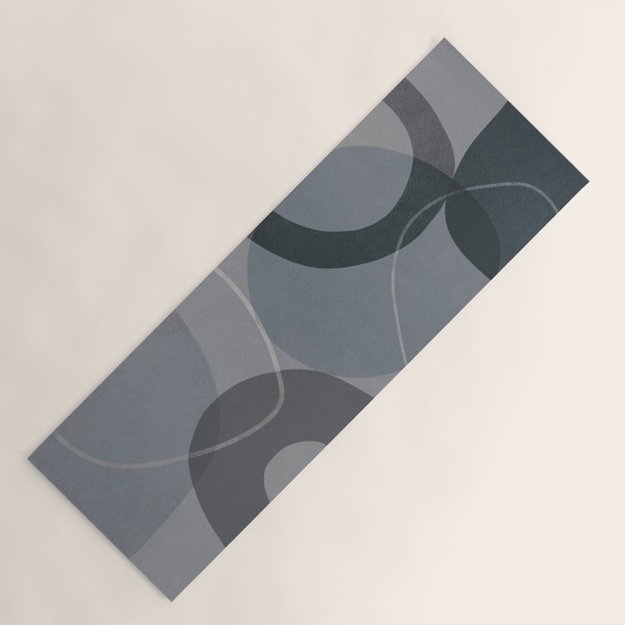 Mid Century Shapes And Outline Grey Teal Yoga Mat Gallery Image 1