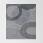 Mid Century Shapes And Outline Grey Teal Throw Blanket Gallery Image 2