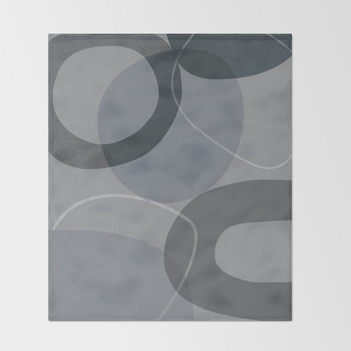 Mid Century Shapes And Outline Grey Teal Throw Blanket Gallery Image 2