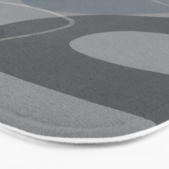 Mid Century Shapes And Outline Grey Teal Bath Mat Gallery Image 3