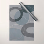Mid Century Shapes And Outline Grey Teal Wrapping Paper Gallery Image 1