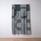 Mid Century Shapes And Outline Grey Teal Window Curtain Gallery Image 3