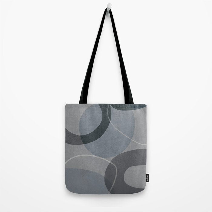 Mid Century Shapes And Outline Grey Teal Tote Bag Gallery Image 2