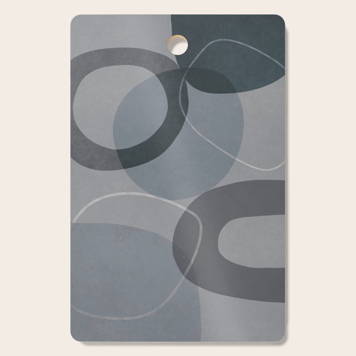 Mid Century Shapes And Outline Grey Teal Cutting Board Gallery Image 1