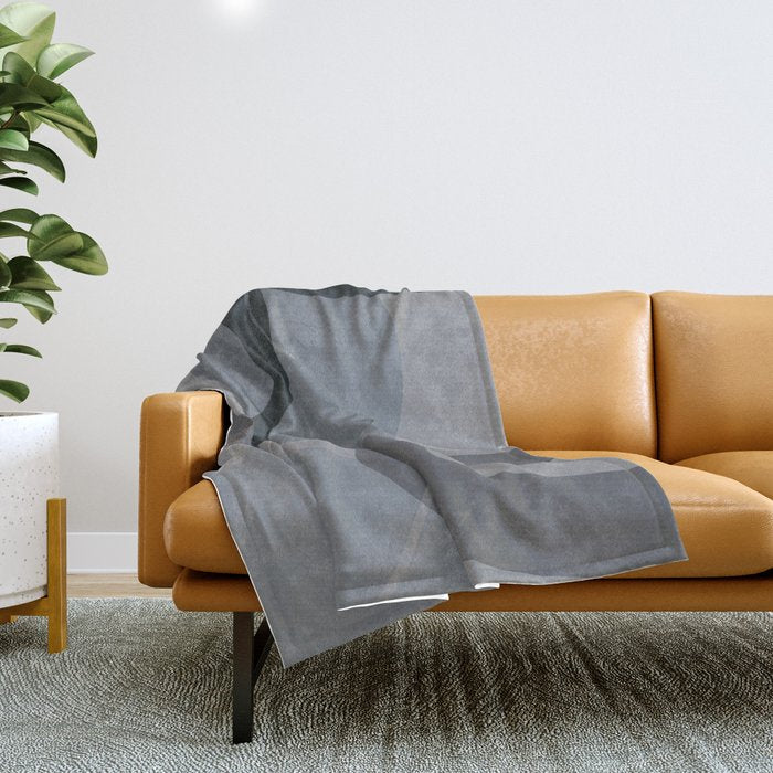 Mid Century Shapes And Outline Grey Teal Throw Blanket Gallery Image 1