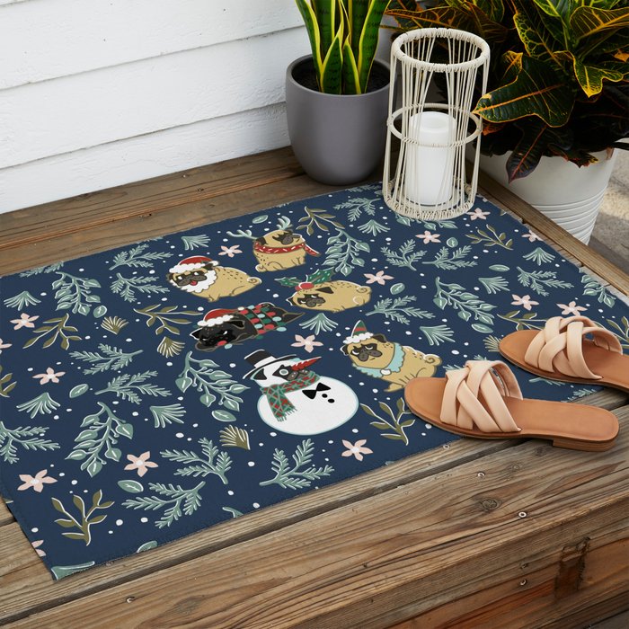 Christmas Pugs Outdoor Rug Gallery Image 2