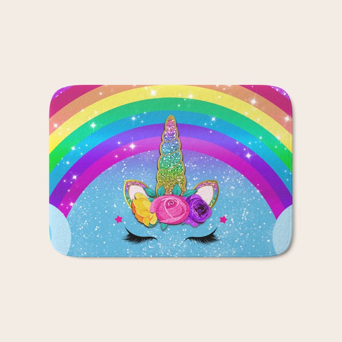 Rainbow Sparkle Unicorn Bath Mat Gallery Image 1