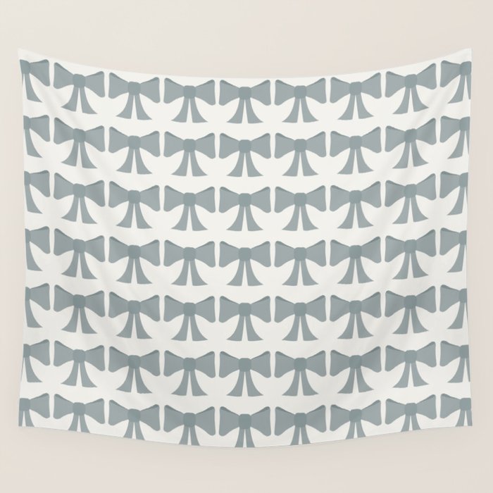 Vintage Bows XII Blue Sage Wall Tapestry Gallery Image 1