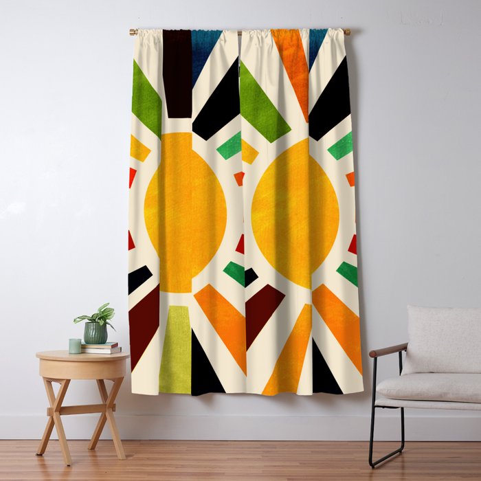 Sun Retro Art Window Curtain Gallery Image 1