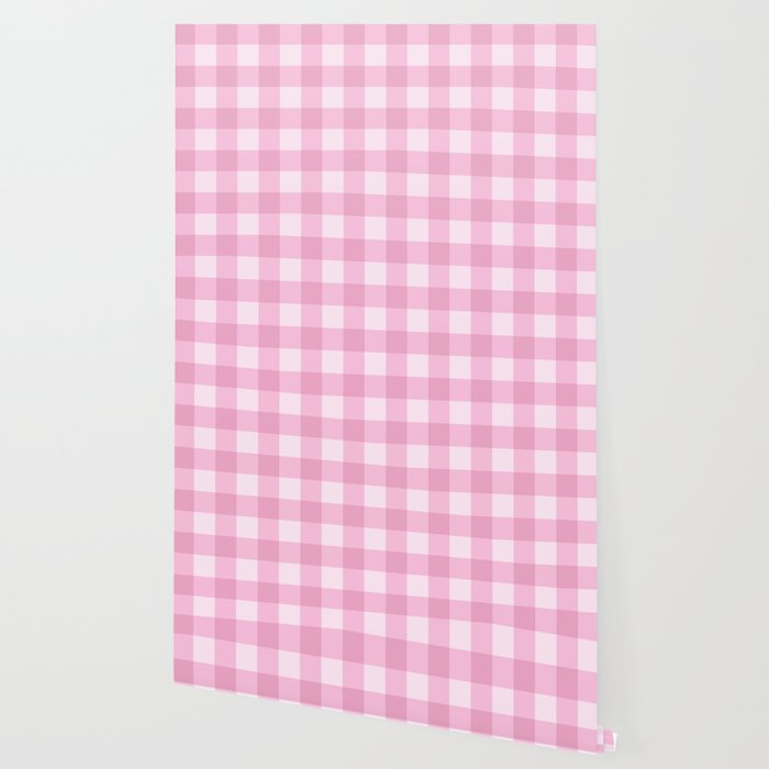 Gingham Plaid Pattern - Pastel Pink Wallpaper Gallery Image 2