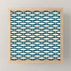 Mid Century Modern Fish Minimalist Geo Pattern Teal Orange Cream Mini Art Print Gallery Image 1