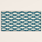 Mid Century Modern Fish Minimalist Geo Pattern Teal Orange Cream Desk Mat Gallery Image 3