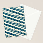 Mid Century Modern Fish Minimalist Geo Pattern Teal Orange Cream Stationery Card Gallery Image 2