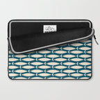 Mid Century Modern Fish Minimalist Geo Pattern Teal Orange Cream Laptop Sleeve Gallery Image 2