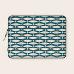 Mid Century Modern Fish Minimalist Geo Pattern Teal Orange Cream Laptop Sleeve Gallery Image 1