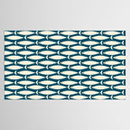 Mid Century Modern Fish Minimalist Geo Pattern Teal Orange Cream Tablecloth Gallery Image 2