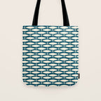 Mid Century Modern Fish Minimalist Geo Pattern Teal Orange Cream Tote Bag Gallery Image 1