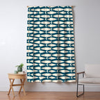 Mid Century Modern Fish Minimalist Geo Pattern Teal Orange Cream Window Curtain Gallery Image 5