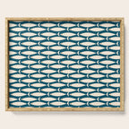 Mid Century Modern Fish Minimalist Geo Pattern Teal Orange Cream Serving Tray Gallery Image 1