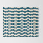 Mid Century Modern Fish Minimalist Geo Pattern Teal Orange Cream Throw Blanket Gallery Image 2