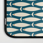 Mid Century Modern Fish Minimalist Geo Pattern Teal Orange Cream Laptop Sleeve Gallery Image 3
