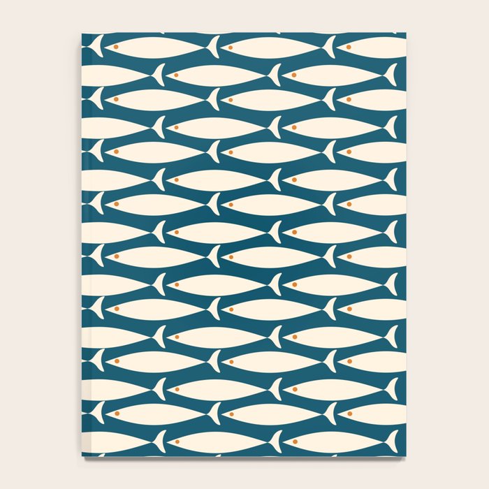 Mid Century Modern Fish Minimalist Geo Pattern Teal Orange Cream Notebook Gallery Image 4