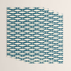 Mid Century Modern Fish Minimalist Geo Pattern Teal Orange Cream Wrapping Paper Gallery Image 3