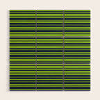 Ultra Fine Stripe Narrow Pinstripe Pattern in Lime Green and Navy Blue Wood Wall Art Gallery Image 1