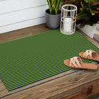 Ultra Fine Stripe Narrow Pinstripe Pattern in Lime Green and Navy Blue Outdoor Rug Gallery Image 2