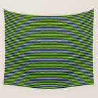Ultra Fine Stripe Narrow Pinstripe Pattern in Lime Green and Navy Blue Wall Tapestry Gallery Image 4