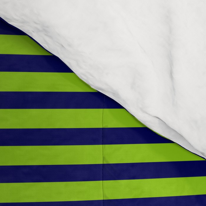 Ultra Fine Stripe Narrow Pinstripe Pattern in Lime Green and Navy Blue Comforter Gallery Image 4