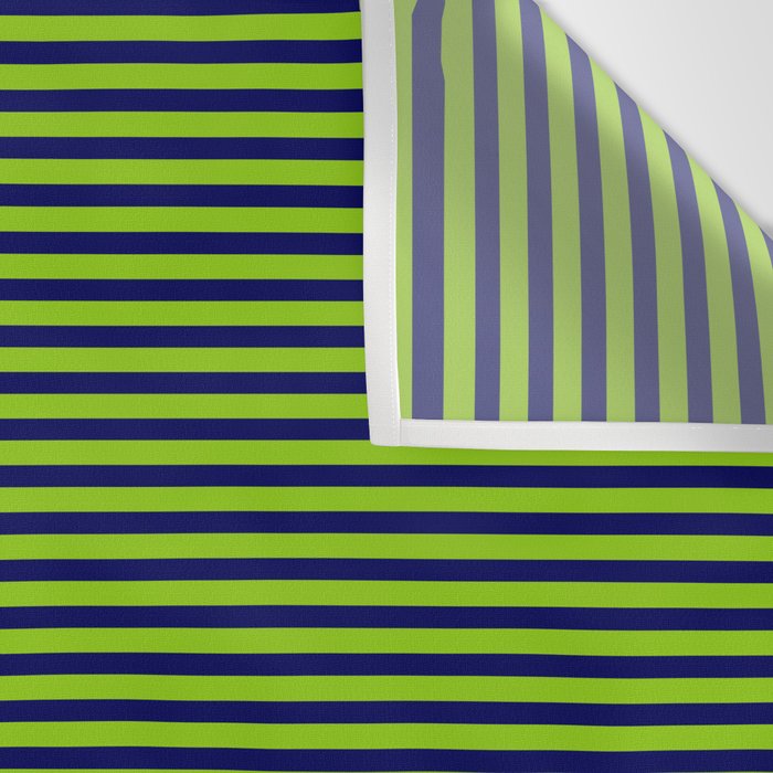 Ultra Fine Stripe Narrow Pinstripe Pattern in Lime Green and Navy Blue Wall Tapestry Gallery Image 3