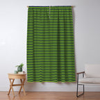 Ultra Fine Stripe Narrow Pinstripe Pattern in Lime Green and Navy Blue Window Curtain Gallery Image 5