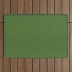 Ultra Fine Stripe Narrow Pinstripe Pattern in Lime Green and Navy Blue Outdoor Rug Gallery Image 1