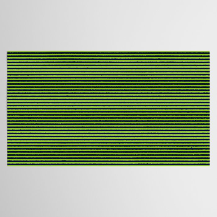 Ultra Fine Stripe Narrow Pinstripe Pattern in Lime Green and Navy Blue Tablecloth Gallery Image 2