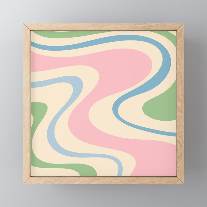Pastel Abstract Trippy Dream Retro Contemporary Pattern Pink Blue Green Mini Art Print Gallery Image 1