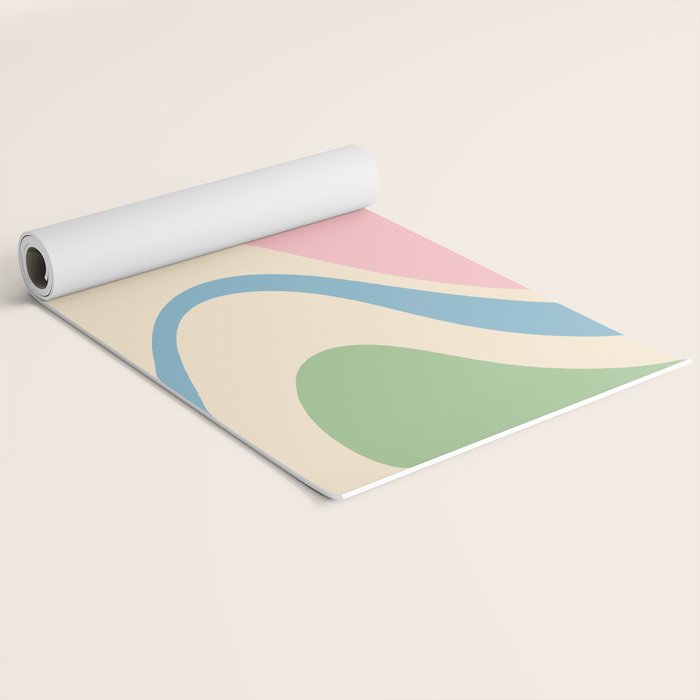 Pastel Abstract Trippy Dream Retro Contemporary Pattern Pink Blue Green Yoga Mat Gallery Image 2