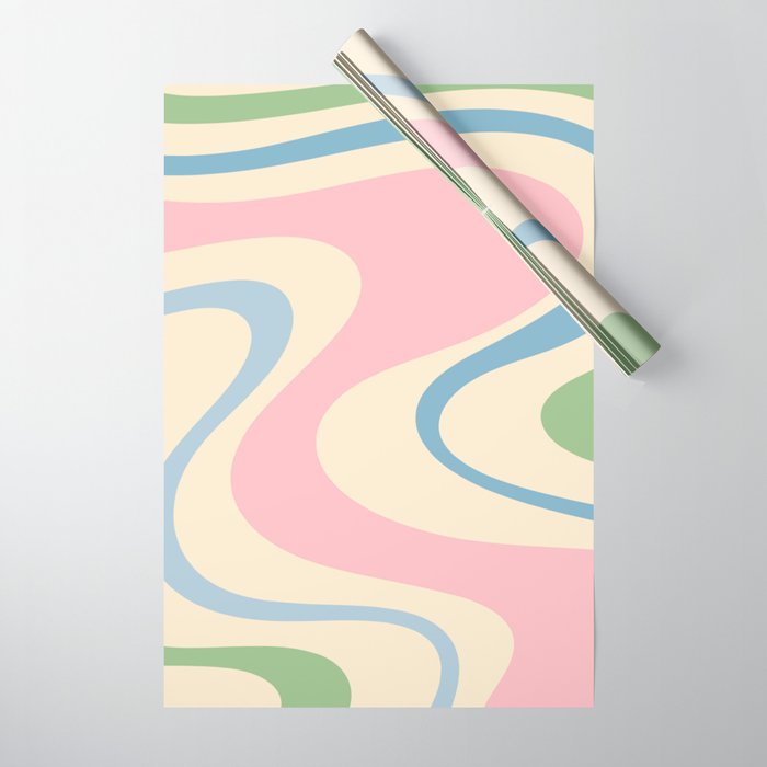 Pastel Abstract Trippy Dream Retro Contemporary Pattern Pink Blue Green Wrapping Paper Gallery Image 1