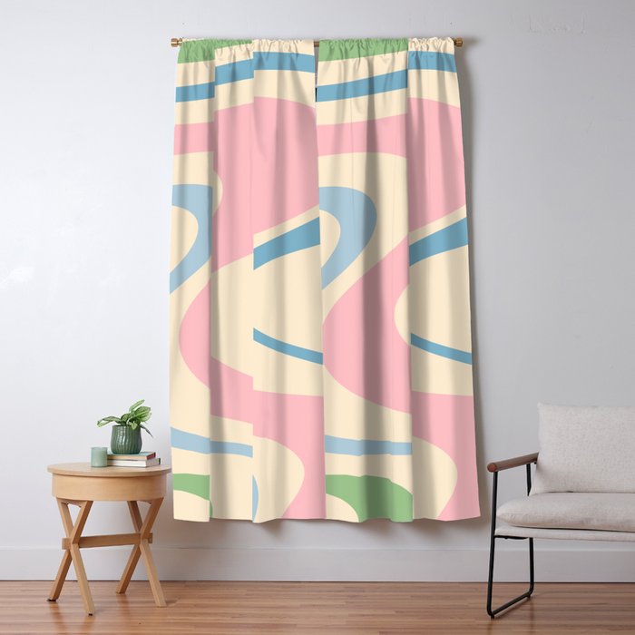 Pastel Abstract Trippy Dream Retro Contemporary Pattern Pink Blue Green Window Curtain Gallery Image 5