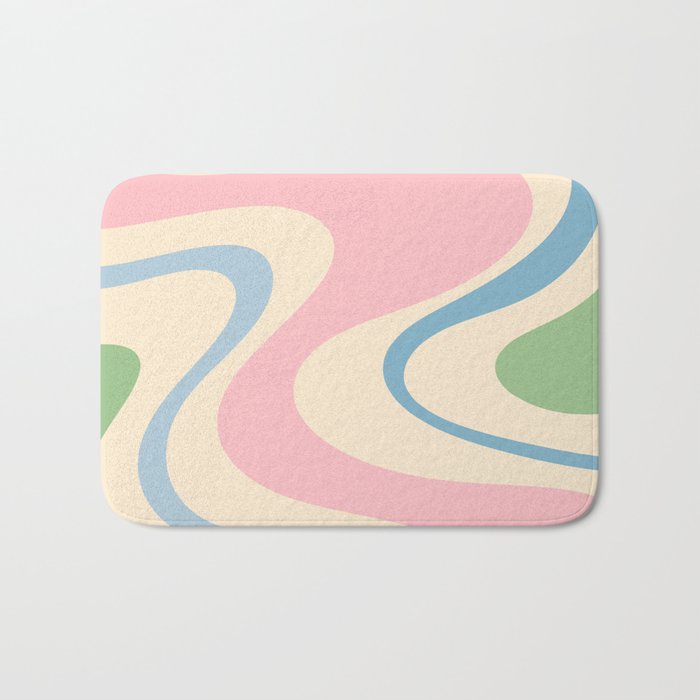 Pastel Abstract Trippy Dream Retro Contemporary Pattern Pink Blue Green Bath Mat Gallery Image 1