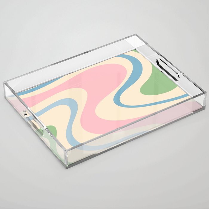 Pastel Abstract Trippy Dream Retro Contemporary Pattern Pink Blue Green Acrylic Tray Gallery Image 1