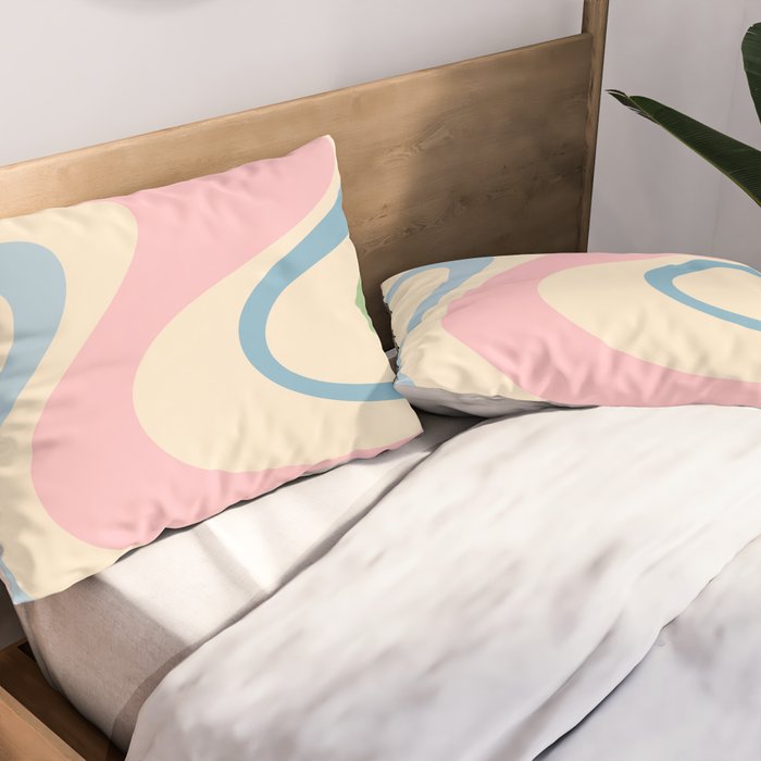 Pastel Abstract Trippy Dream Retro Contemporary Pattern Pink Blue Green Pillow Sham Gallery Image 2
