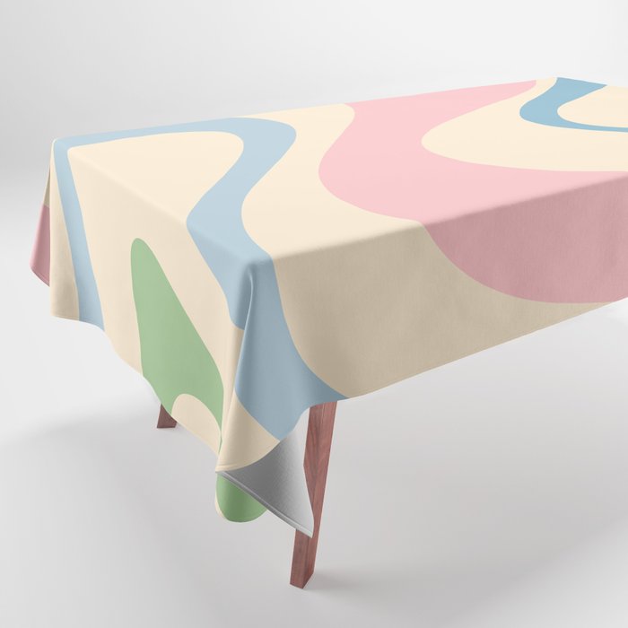 Pastel Abstract Trippy Dream Retro Contemporary Pattern Pink Blue Green Tablecloth Gallery Image 1
