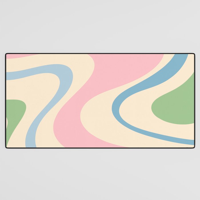 Pastel Abstract Trippy Dream Retro Contemporary Pattern Pink Blue Green Desk Mat Gallery Image 3