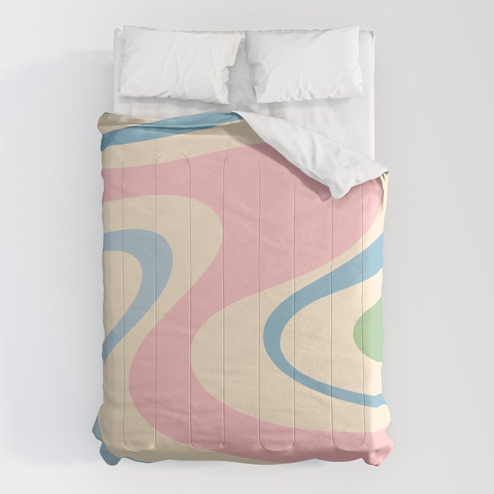 Pastel Abstract Trippy Dream Retro Contemporary Pattern Pink Blue Green Comforter Gallery Image 6