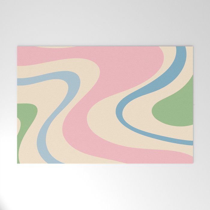 Pastel Abstract Trippy Dream Retro Contemporary Pattern Pink Blue Green Welcome Mat Gallery Image 1